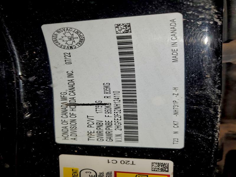 Aukcja sprzedaży 2022 Honda Civic Spor, vin: 2HGFE2F52NH124110, numer aukcji: 97935395