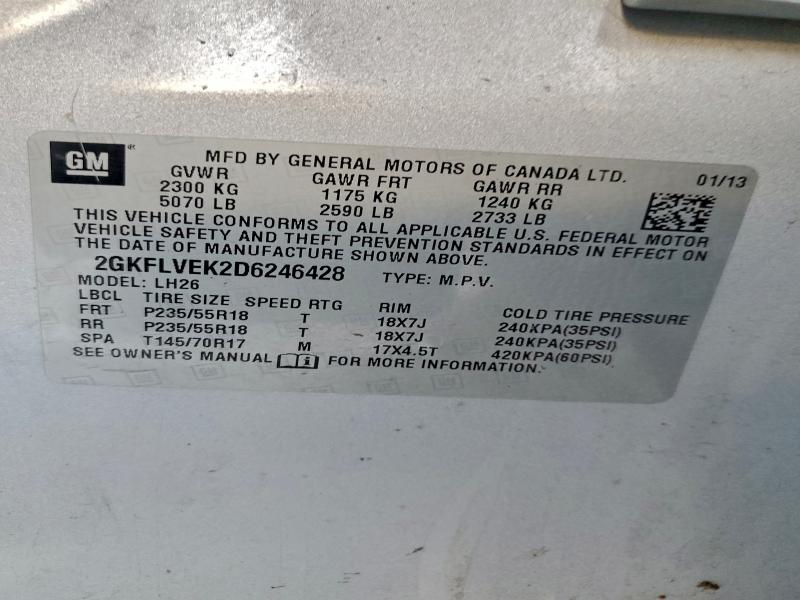 Auction sale of the 2013 Gmc Terrain, vin: 2GKFLVEK2D6246428, lot number: 96173455