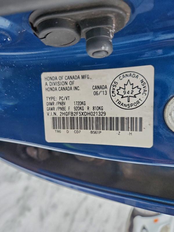 Продаж на аукціоні авто 2013 Honda Civic, vin: 2HGFB2F5XDH021329, номер лоту: 96175645