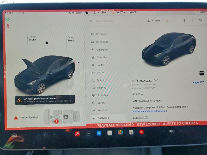 2023 Tesla Model Y მანქანა იყიდება აუქციონზე, vin: 7SAYGAEE7PF941260, აუქციონის ნომერი: 94784135