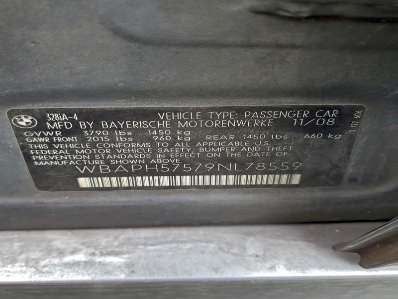 2009 Bmw 328 I Sule მანქანა იყიდება აუქციონზე, vin: WBAPH57579NL78559, აუქციონის ნომერი: 98442705