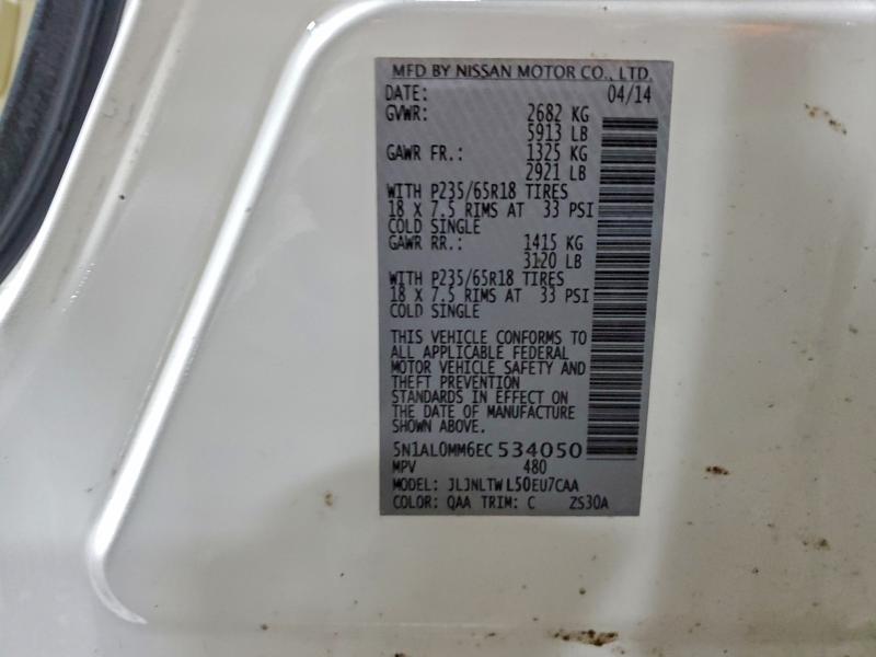 Aukcja sprzedaży 2014 Infiniti Qx60, vin: 5N1AL0MM6EC534050, numer aukcji: 95251055