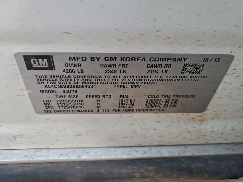 Продаж на аукціоні авто 2014 Buick Encore, vin: KL4CJBSB2EB564534, номер лоту: 97883975