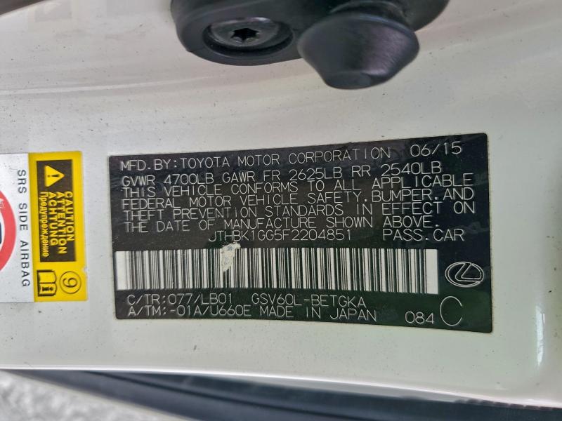 Продаж на аукціоні авто 2015 Lexus Es, vin: JTHBK1GG5F2204851, номер лоту: 96396995