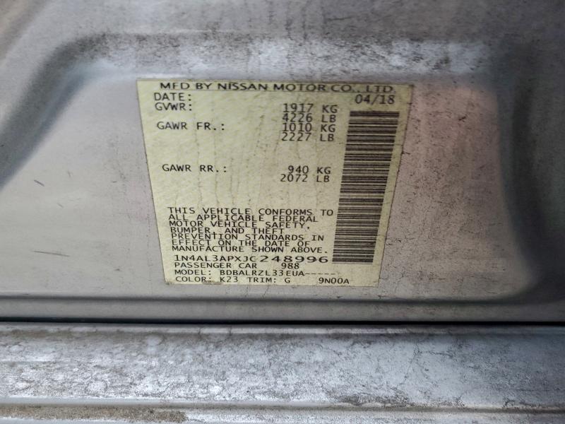 96200285 :رقم المزاد ، 1N4AL3APXJC248996 vin ، 2018 Nissan Altima مزاد بيع