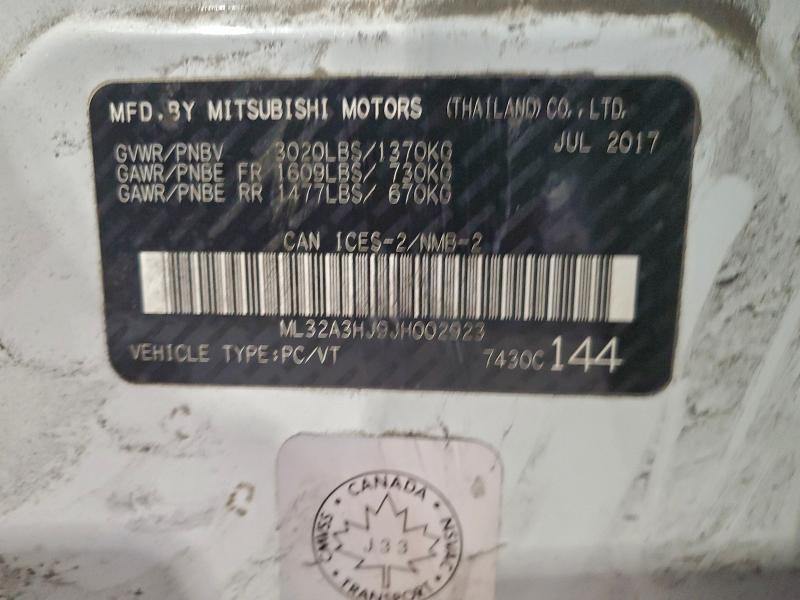 95723515 :رقم المزاد ، ML32A3HJ9JH002923 vin ، 2018 Mitsubishi Mirage Es مزاد بيع