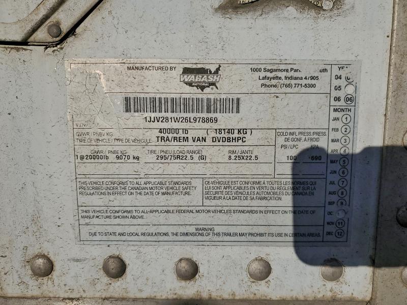 95462935 :رقم المزاد ، 1JJV281W26L978869 vin ، 2006 Waba Dry Van Trailer مزاد بيع