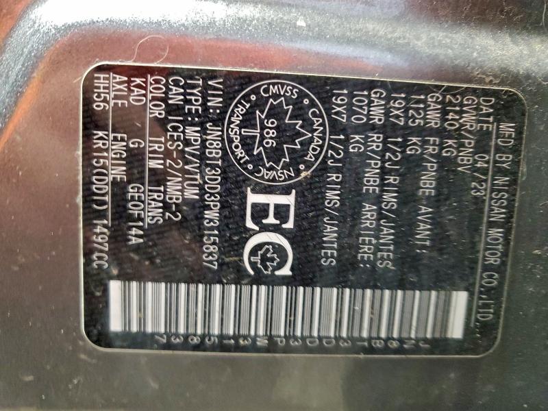 Продаж на аукціоні авто 2023 Nissan Rogue Plat, vin: JN8BT3DD3PW315837, номер лоту: 98210615