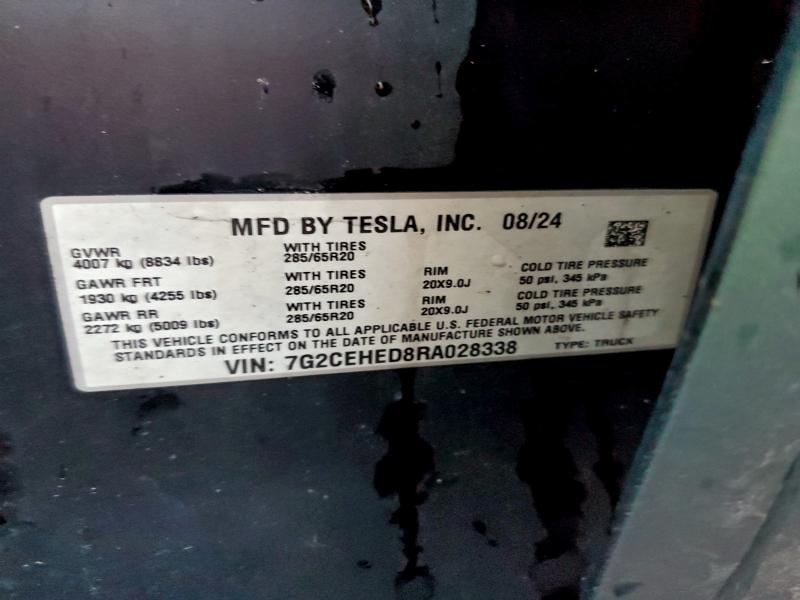 Продаж на аукціоні авто 2024 Tesla Cybertruck, vin: 7G2CEHED8RA028338, номер лоту: 97343465