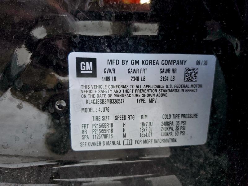 93497985 :رقم المزاد ، KL4CJESB3MB330547 vin ، 2021 Buick Encore مزاد بيع