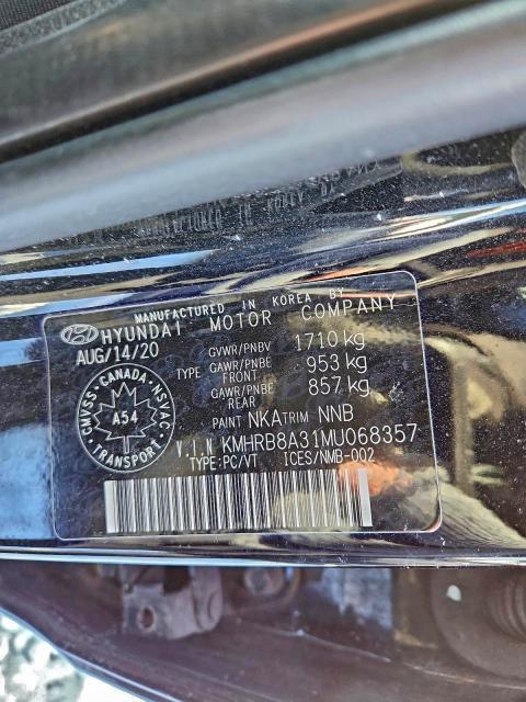 2021 Hyundai Venue მანქანა იყიდება აუქციონზე, vin: KMHRB8A31MU068357, აუქციონის ნომერი: 95521565