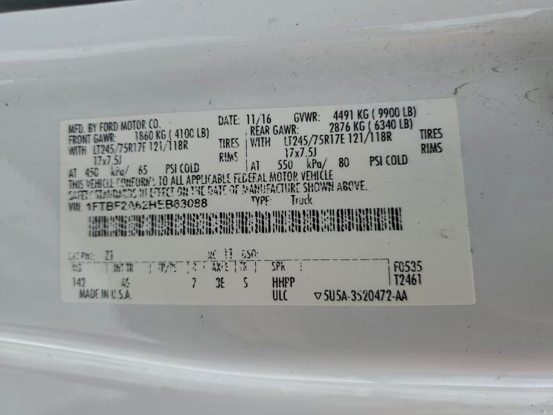 Aukcja sprzedaży 2017 Ford F250 Super, vin: 1FTBF2A62HEB63088, numer aukcji: 97112455