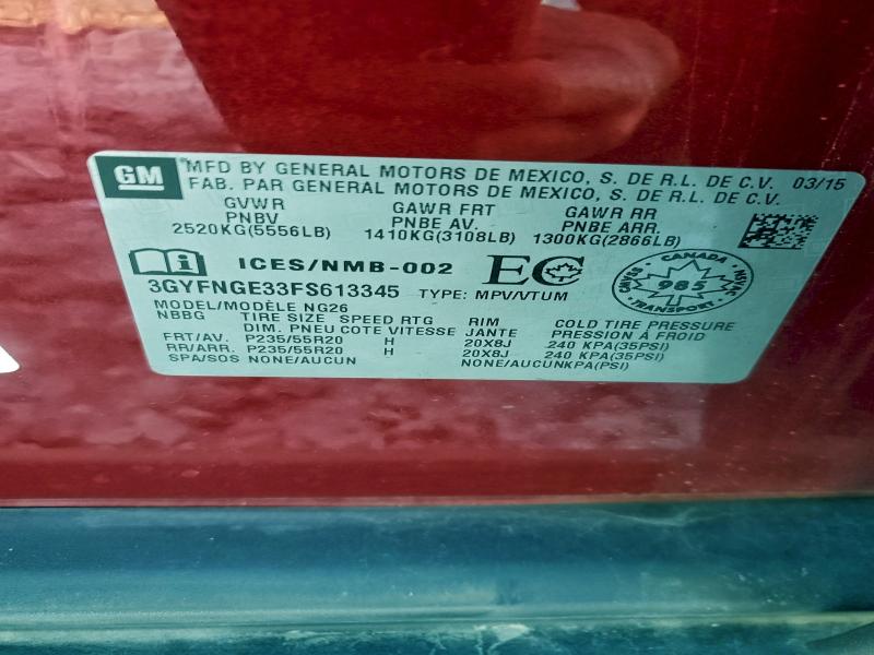 Aukcja sprzedaży 2015 Cadillac Srx Premiu, vin: 3GYFNGE33FS613345, numer aukcji: 94296915