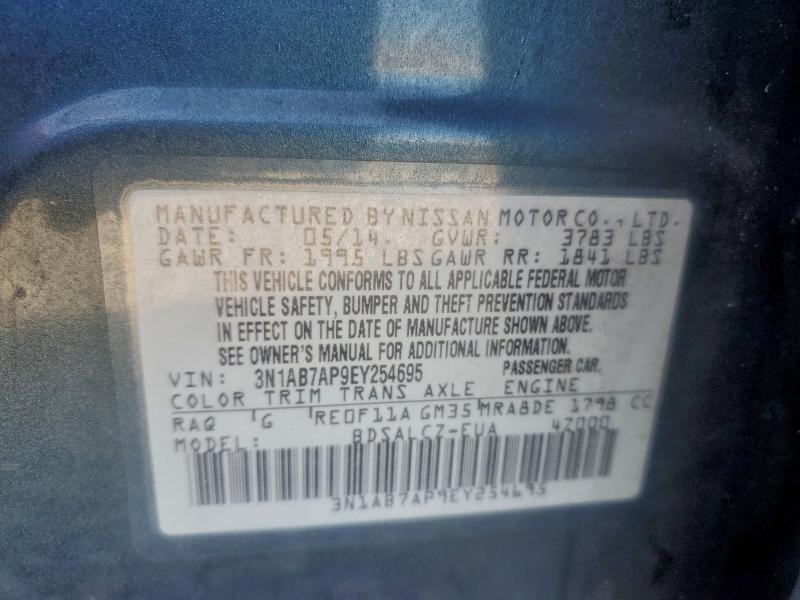 2014 Nissan Sentra მანქანა იყიდება აუქციონზე, vin: 3N1AB7AP9EY254695, აუქციონის ნომერი: 97781855