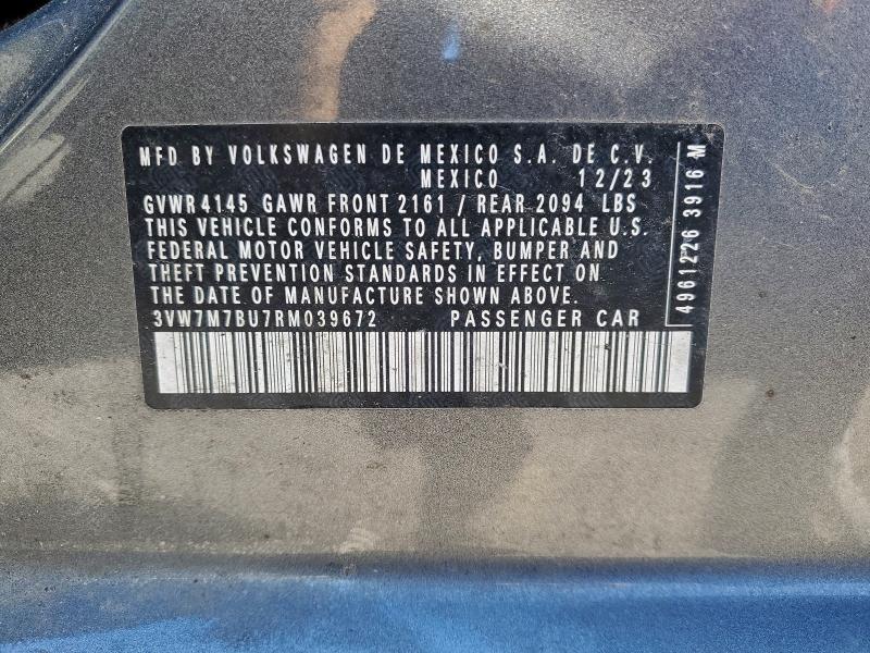 97733565 :رقم المزاد ، 3VW7M7BU7RM039672 vin ، 2024 Volkswagen Jetta مزاد بيع