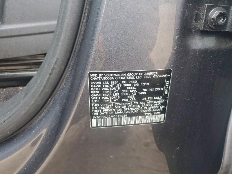 Продажа на аукционе авто 2021 Volkswagen Atlas, vin: 1V2GP2CA2MC515935, номер лота: 97433245