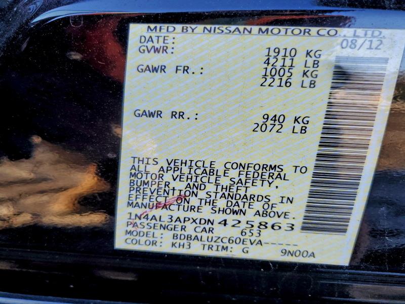 Продаж на аукціоні авто 2013 Nissan Altima 2.5, vin: 1N4AL3APXDN425863, номер лоту: 95459215