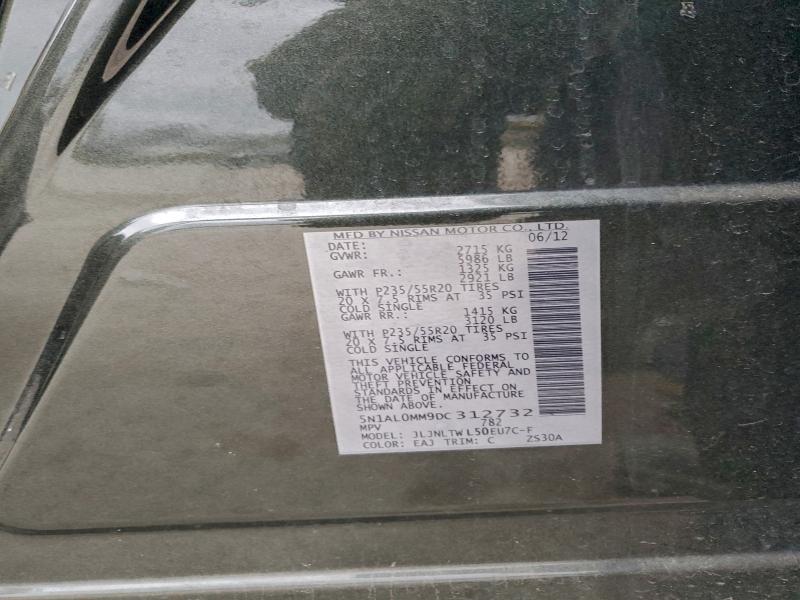96066485 :رقم المزاد ، 5N1AL0MM9DC312732 vin ، 2013 Infiniti Jx35 مزاد بيع