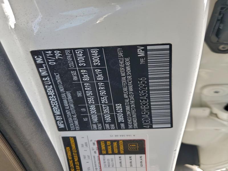 Продаж на аукціоні авто 2014 Mercedes-benz Ml 350 4ma, vin: 4JGDA5HB3EA352956, номер лоту: 96755135