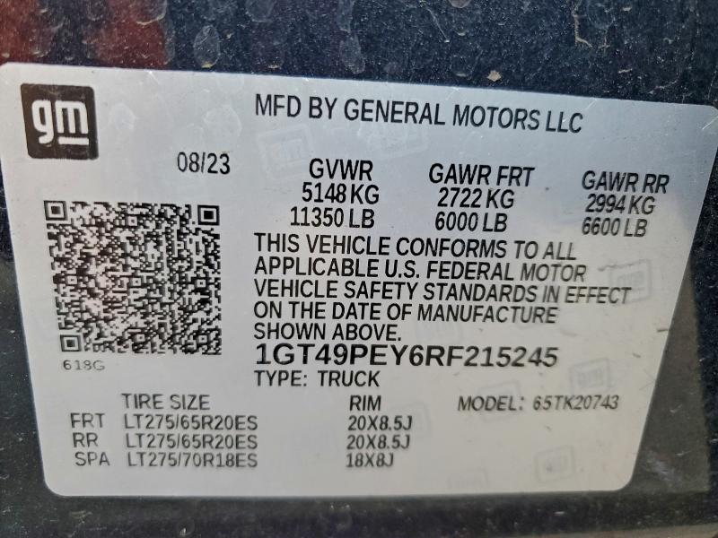 97156535 :رقم المزاد ، 1GT49PEY6RF215245 vin ، 2024 Gmc Sierra مزاد بيع