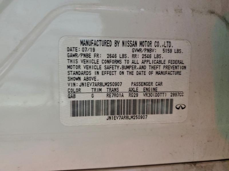 Aukcja sprzedaży 2020 Infiniti Q50 Pure, vin: JN1EV7AR8LM250907, numer aukcji: 96591795