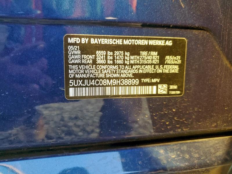 97860455 :رقم المزاد ، 5UXJU4C08M9H38899 vin ، 2021 Bmw X5 مزاد بيع