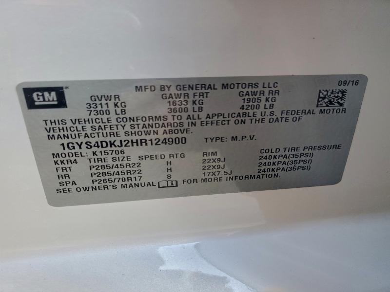Aukcja sprzedaży 2017 Cadillac Escalade P, vin: 1GYS4DKJ2HR124900, numer aukcji: 97491535
