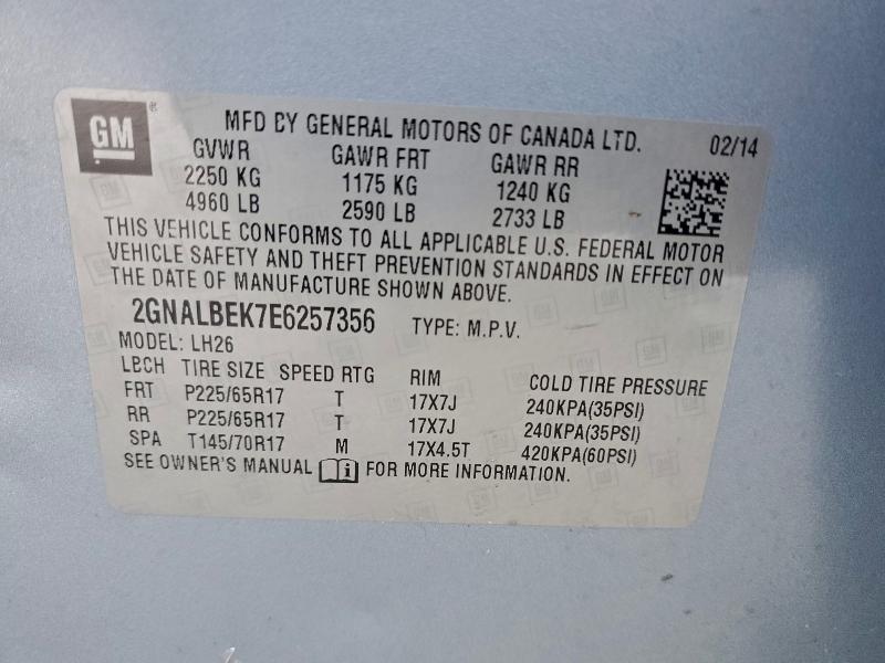 Продаж на аукціоні авто 2014 Chevrolet Equinox, vin: 2GNALBEK7E6257356, номер лоту: 94471065