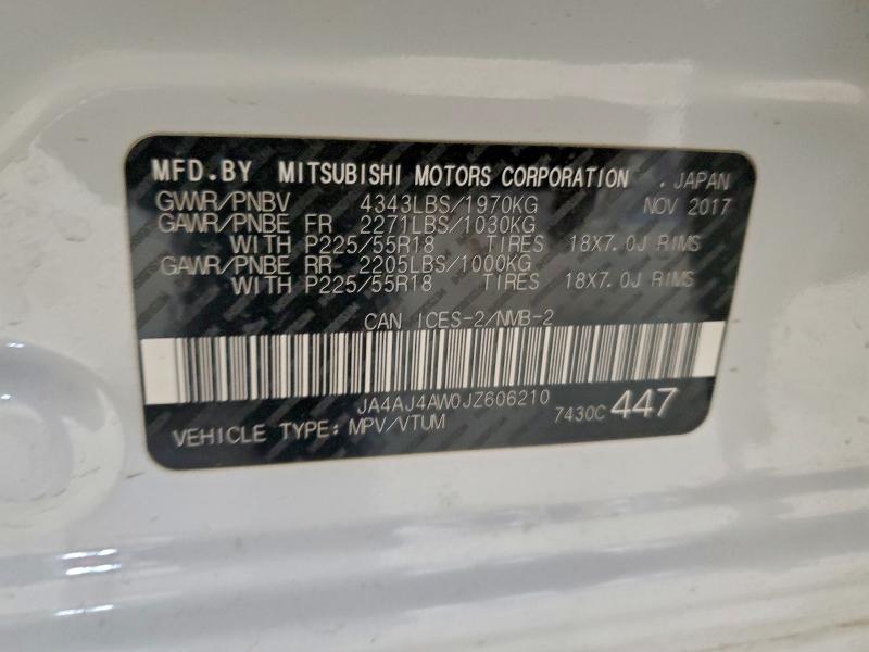 Aukcja sprzedaży 2018 Mitsubishi Rvr, vin: JA4AJ4AW0JZ606210, numer aukcji: 96480055