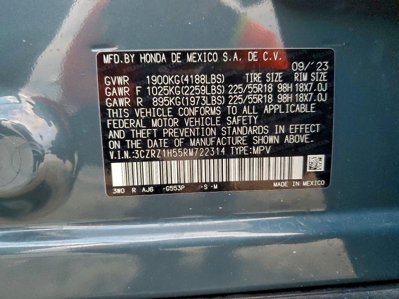96449365 :رقم المزاد ، 3CZRZ1H55RM722314 vin ، 2024 Honda Hr-v مزاد بيع