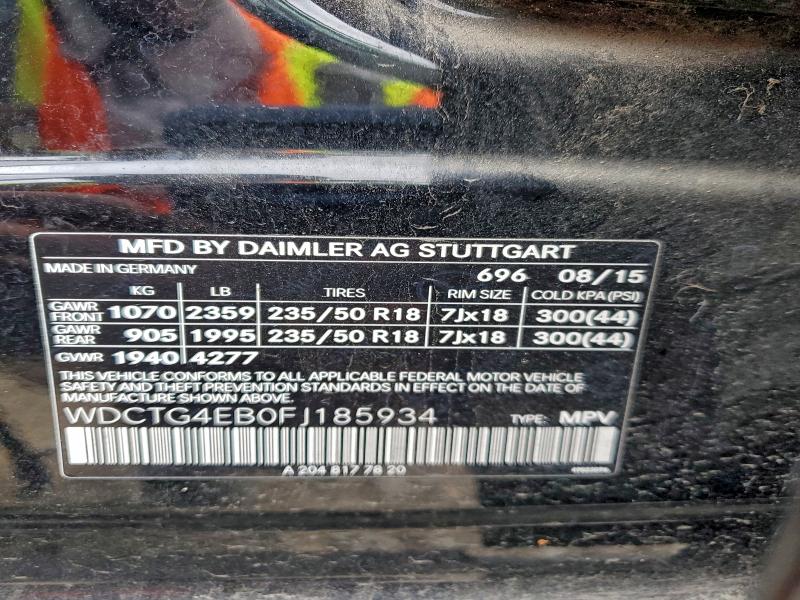 2015 Mercedes-benz Gla 250 მანქანა იყიდება აუქციონზე, vin: WDCTG4EB0FJ185934, აუქციონის ნომერი: 98707155