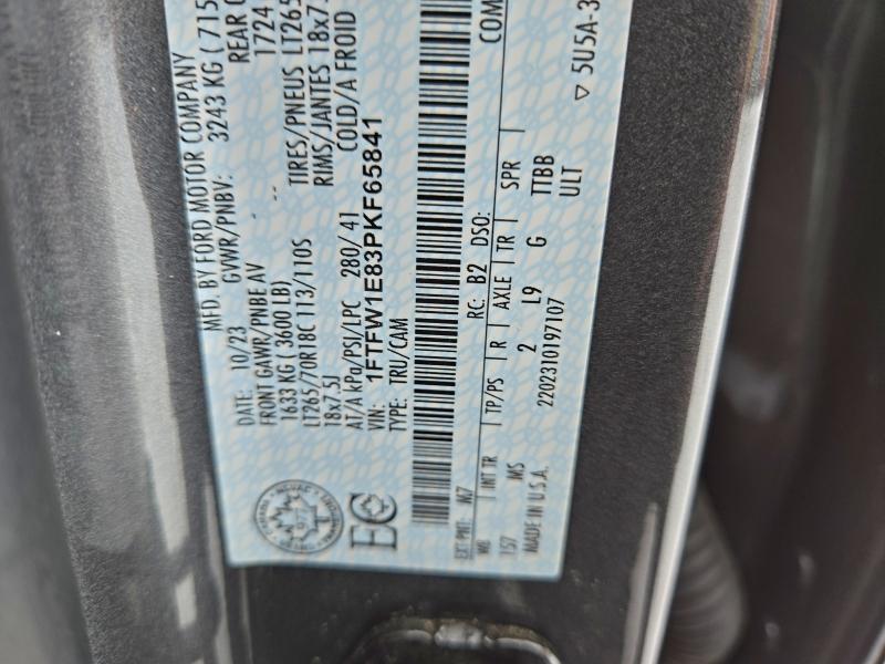 94932815 :رقم المزاد ، 1FTFW1E83PKF65841 vin ، 2023 Ford F150 Super مزاد بيع