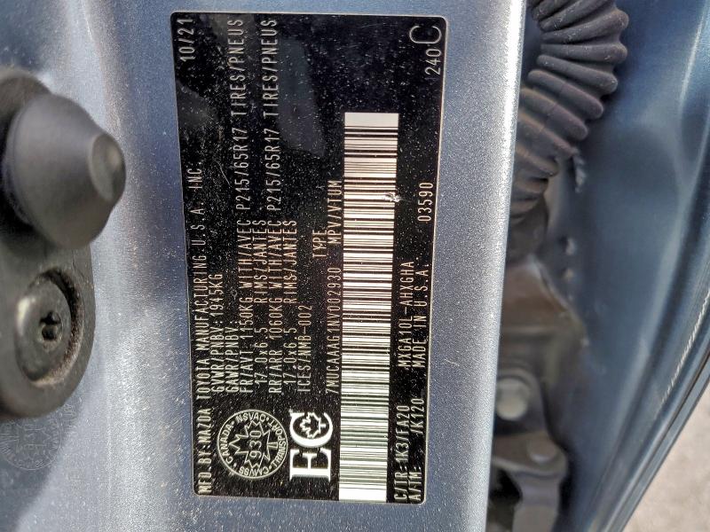 Aukcja sprzedaży 2022 Toyota Corolla Cross, vin: 7MUCAAAG1NV002930, numer aukcji: 97257605