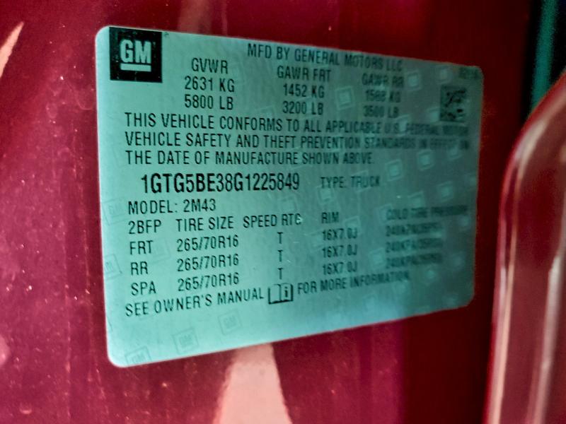 2016 Gmc Canyon მანქანა იყიდება აუქციონზე, vin: 1GTG5BE38G1225849, აუქციონის ნომერი: 92010065