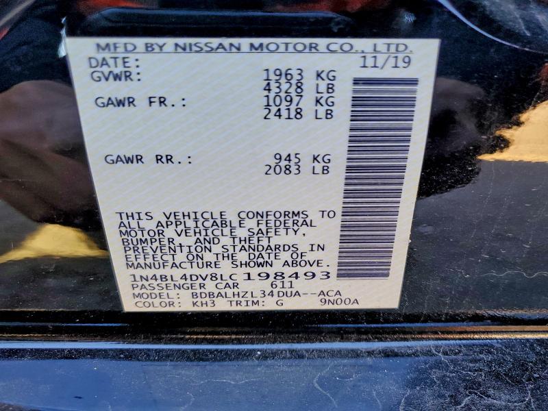 96908045 :رقم المزاد ، 1N4BL4DV8LC198493 vin ، 2020 Nissan Altima مزاد بيع