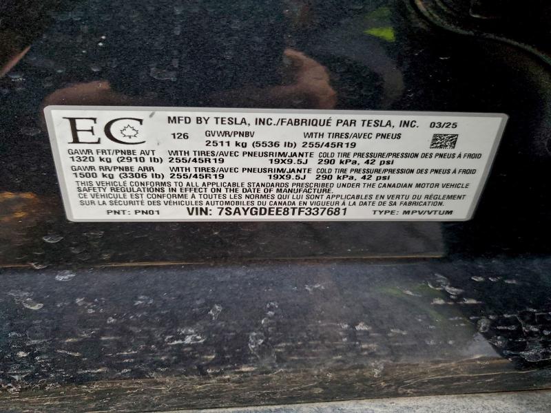 Продажа на аукционе авто 2026 Tesla Model Y, vin: 7SAYGDEE8TF337681, номер лота: 96699425