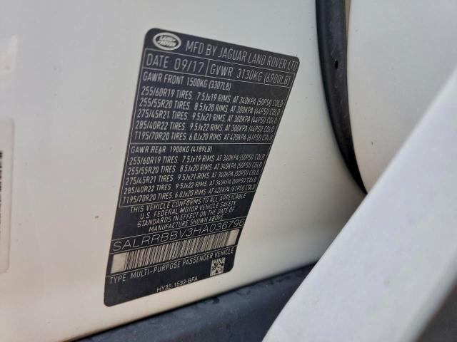 2017 Land Rover Discovery მანქანა იყიდება აუქციონზე, vin: SALRRBBV3HA036796, აუქციონის ნომერი: 97171225