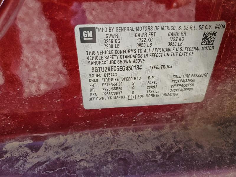 Aukcja sprzedaży 2014 Gmc Sierra, vin: 3GTU2VEC6EG450184, numer aukcji: 94580105