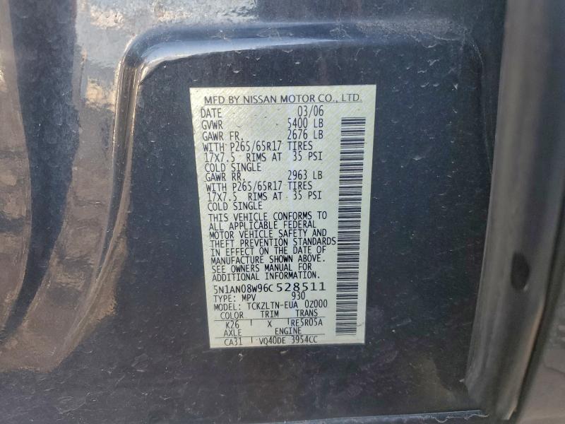 97259355 :رقم المزاد ، 5N1AN08W96C528511 vin ، 2006 Nissan Xterra مزاد بيع