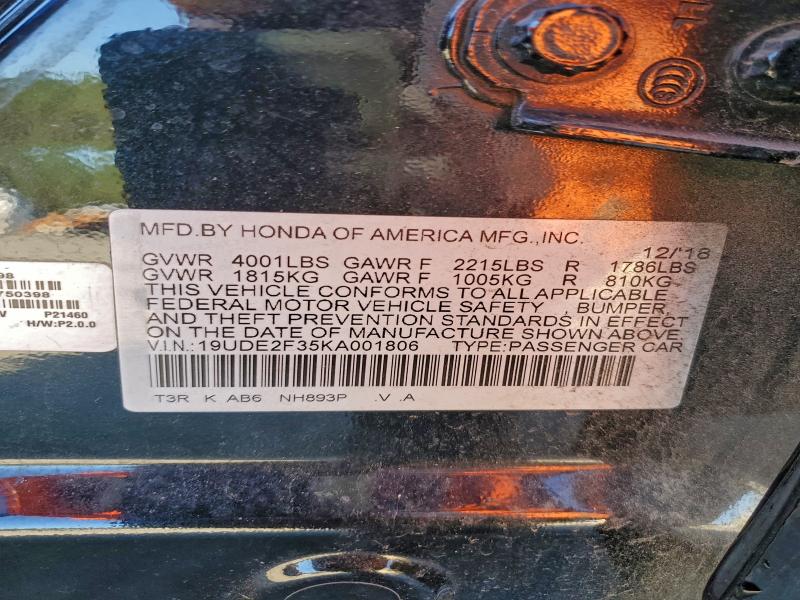 Aukcja sprzedaży 2019 Acura Ilx, vin: 19UDE2F35KA001806, numer aukcji: 96009745
