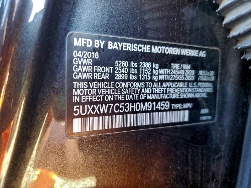 Aukcja sprzedaży 2017 Bmw X4, vin: 5UXXW7C53H0M91459, numer aukcji: 95889545