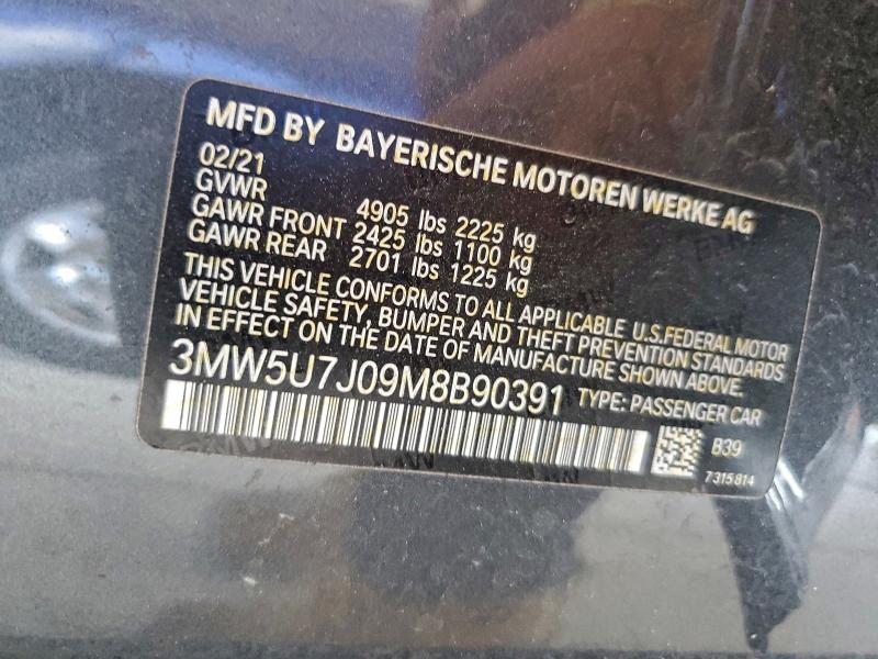 Auction sale of the 2021 Bmw Motorrad M340i, vin: 3MW5U7J09M8B90391, lot number: 97192965