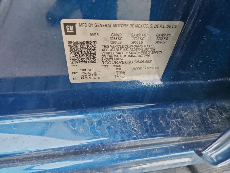 Продаж на аукціоні авто 2018 Chevrolet Silverado, vin: 3GCUKREC9JG545453, номер лоту: 93399435