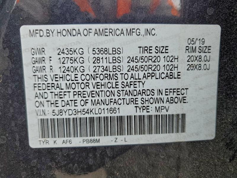 Продаж на аукціоні авто 2019 Acura Mdx, vin: 5J8YD3H54KL011661, номер лоту: 95084565
