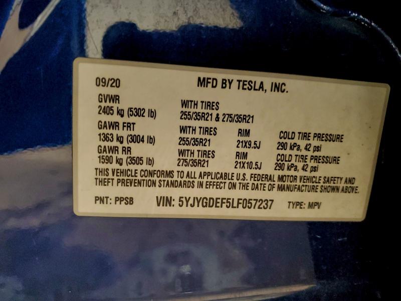 Продажа на аукционе авто 2020 Tesla Model Y, vin: 5YJYGDEF5LF057237, номер лота: 96564425