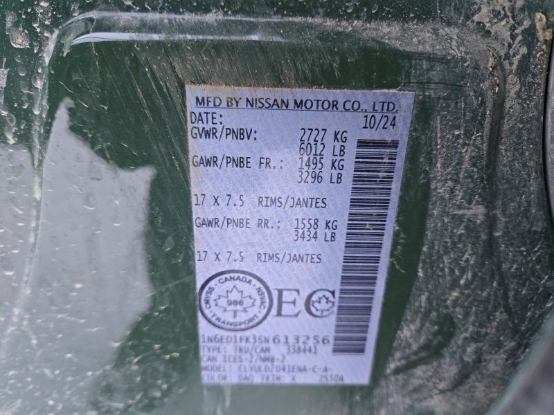 93488195 :رقم المزاد ، 1N6ED1FK3SN613256 vin ، 2025 Nissan Frontier S مزاد بيع