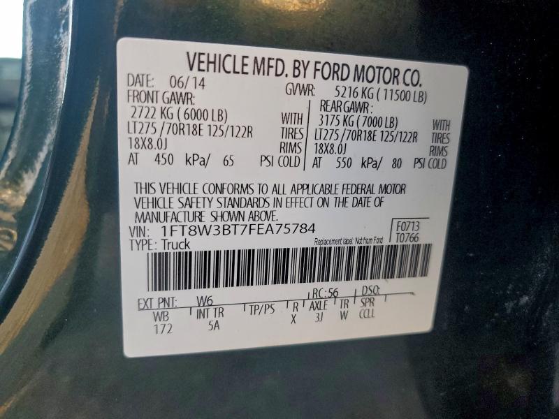 Продажа на аукционе авто 2015 Ford F350 Super, vin: 1FT8W3BT7FEA75784, номер лота: 94996325