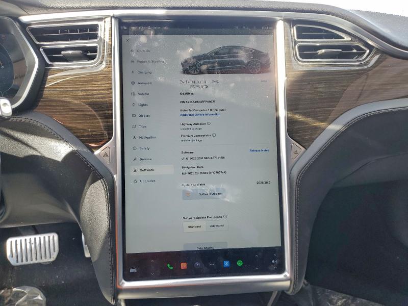 2015 Tesla Model S მანქანა იყიდება აუქციონზე, vin: 5YJSA1H24FFP69371, აუქციონის ნომერი: 95893645