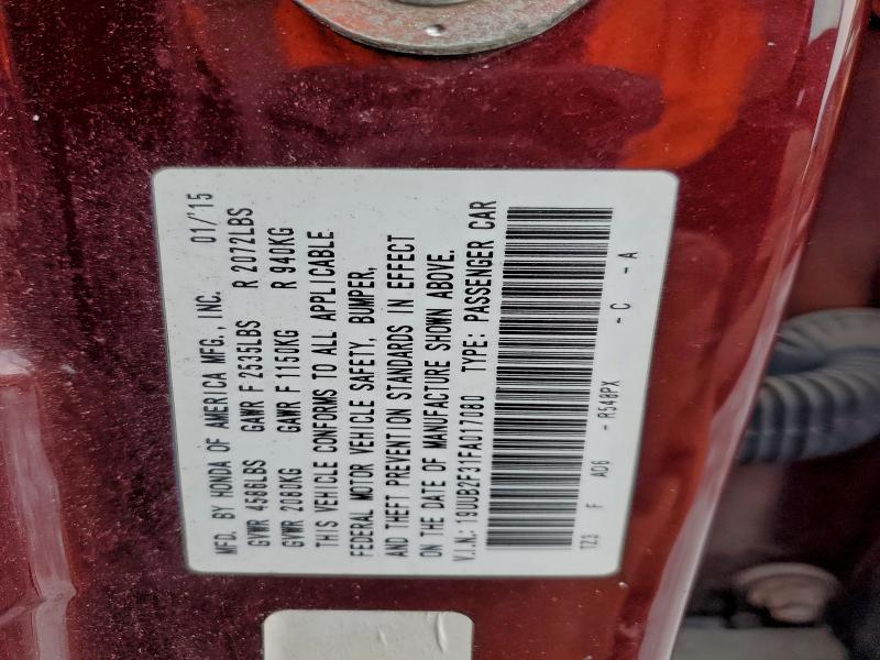 96765485 :رقم المزاد ، 19UUB2F31FA017080 vin ، 2015 Acura Tlx مزاد بيع