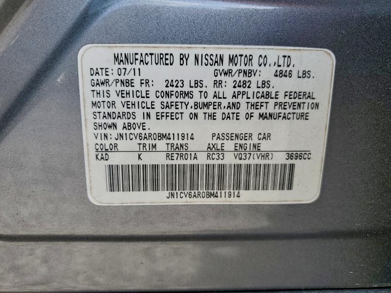 Aukcja sprzedaży 2011 Infiniti G37, vin: JN1CV6AR0BM411914, numer aukcji: 95583005